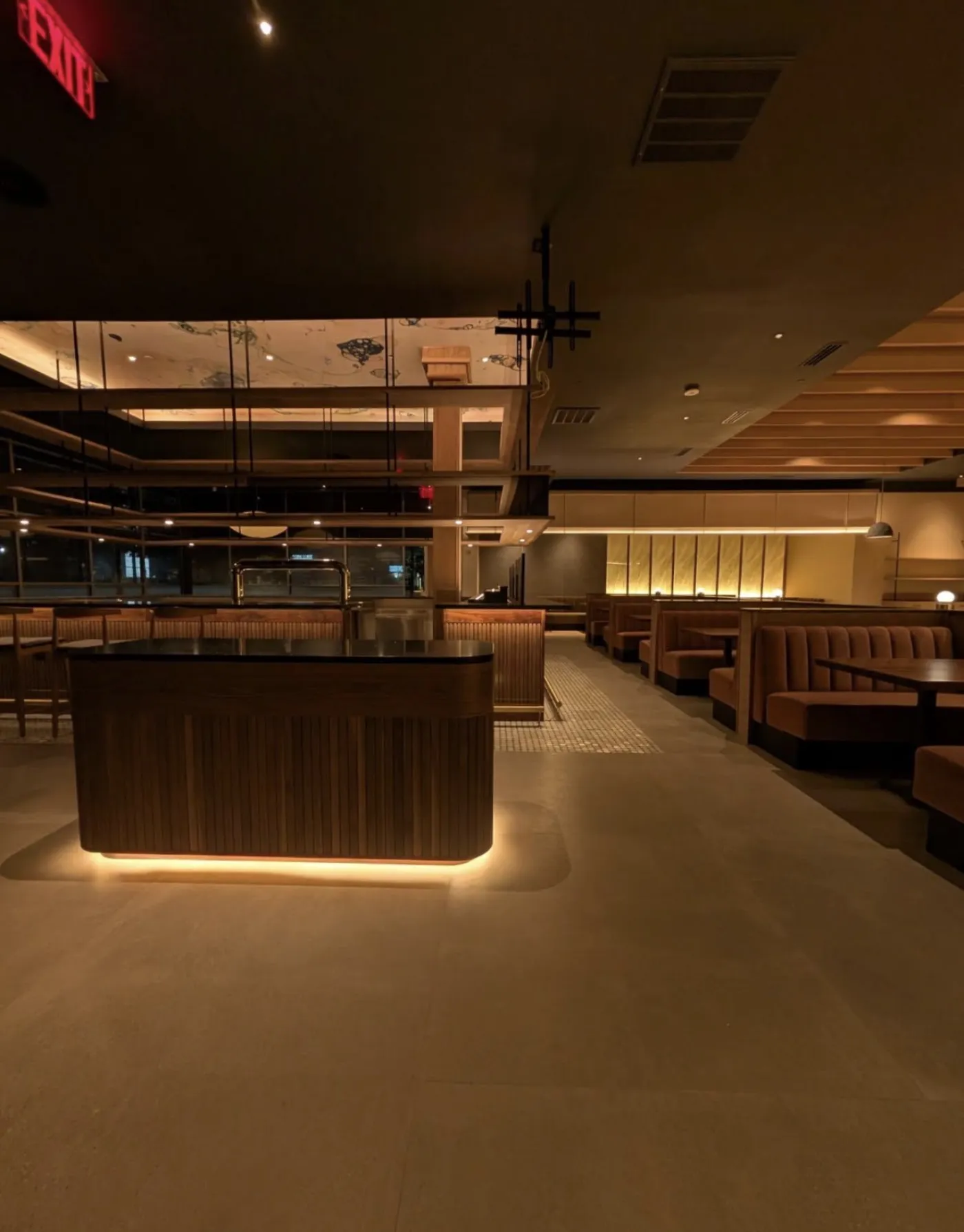 Mujinzo Restaurant host stand, McAllen TX — build-out by CCL Contracting